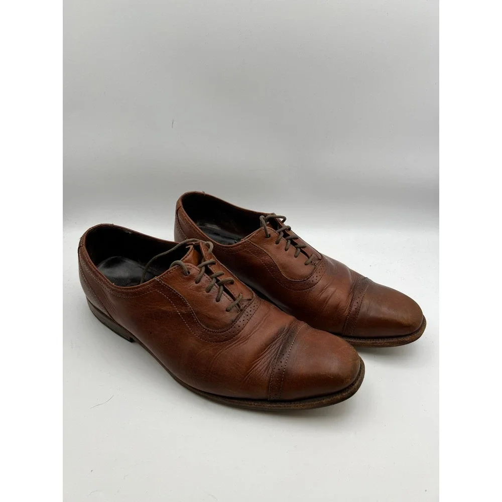 Allen Edmonds Rutledge Brown Leather Cap Toe Oxford Dress Shoes Mens 11 Brogue